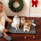 Heated Dog Bed Large Dog Heating Pad,Outdoor Doghouse Indoor Bed,Always On High & Low Heater for Small Medium Pet Cat Puppy Puppies Chew Proof,34x21 inches