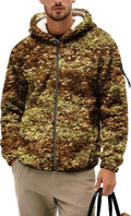 Men's Camouflage Hunting Fleece Lined Hoodie Camo Jackets Zip Up Long Sleeve Casual Winter Coats Hood Outerwear