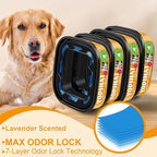 Jumbo Square Refill Bags 4 Pack Lasts Up to 16 Months Compatible with Pet Genie Dog Waste Disposal System Pails Lavender Scented Dog Poop Bags for Dogs 7-Layers EVOH Pet Waste Refills for Odor Control