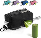 Dog Poop Bag Holder for Leashes - Dog Poop Bag Dispenser and Treat Holder with 2 Waterproof Pouches for Pet Waste Bags and Walking Accessories + 1 Free Roll - Leashrr 2.0 (Black)