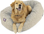 Majestic Pet 40 Inch Bagel Calming Dog Bed Washable – Cozy Soft Round Dog Bed with Spine Support for Dogs to Rest Their Head - Fluffy Donut Dog Bed 40x29x9 (Inch) - Round Pet Bed Large – Tan