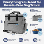 The Original Doggy Bag™ - Complete Dog Travel Bag for Supplies with 2 BPA-Free Travel Dog Bowls & 2 Pet Food Containers - Traveling Kit for Road Trips, Camping, Weekend Away or Doggy Gift - Grey