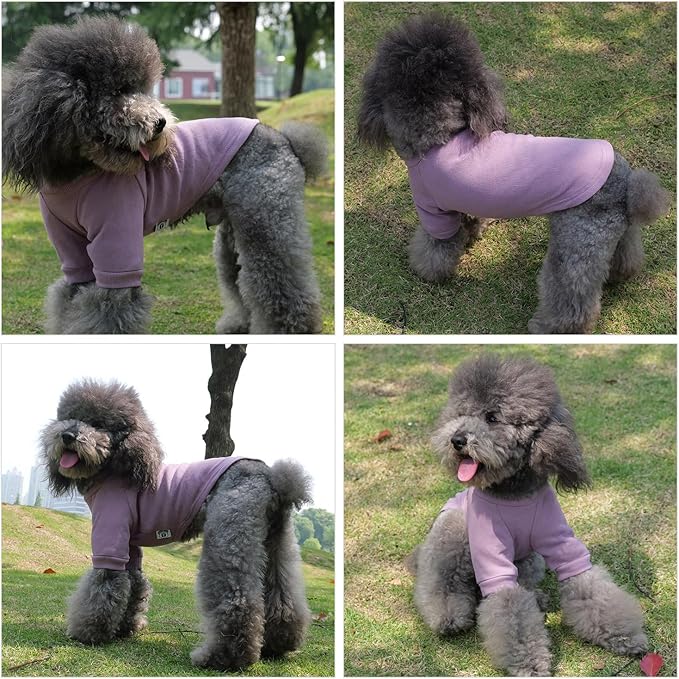 Lovelonglong Ribbed Dog T-Shirt Cotton Knitted Dog Sweaters for All Season Pet T-Shirts for Large Medium Small Dogs Taro Purple L