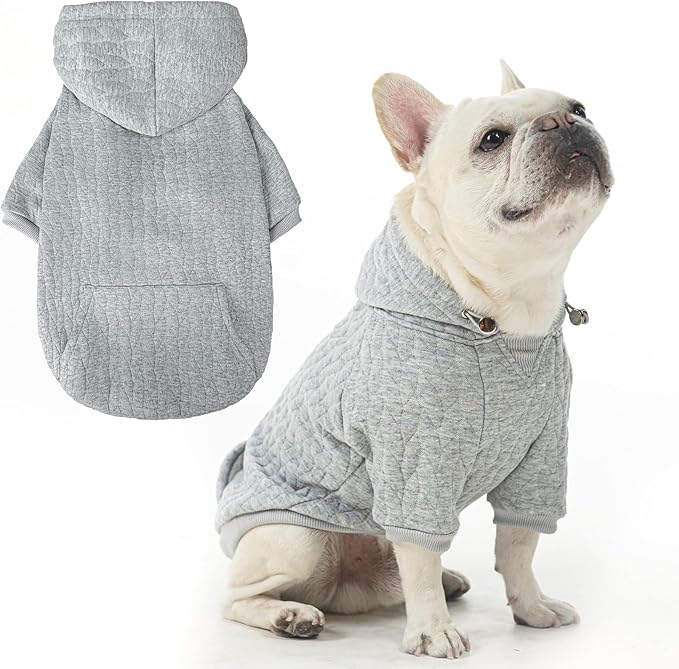 EXPAWLORER Textured Cable Knit Basic Dog Hoodie, Elevated Style Dog Sweater with Leash Hole and Pocket, Soft and Warm Pet Winter Coat, Cold Weather Clothes for Small Medium Large Dogs,Grey XXL
