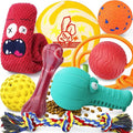 Heavy Duty Various Dog Chew Toys for Aggressive Chewers, 9 Pack Indestructible Large Dog Toys Include Tug Chew & Rope Toys, Squeaky Toys for Medium & Large Breed (For Super Chewers-Crocodile)