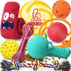 Heavy Duty Various Dog Chew Toys for Aggressive Chewers, 9 Pack Indestructible Large Dog Toys Include Tug Chew & Rope Toys, Squeaky Toys for Medium & Large Breed (For Super Chewers-Crocodile)