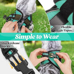 rabbitgoo Cat Harness and Leash Set for Walking Escape Proof, Adjustable Soft Kittens Vest with Reflective Strip for Cats, Comfortable Outdoor Vest,Green,M