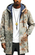 LIZALIG Long Hooded Cardigan Men Japanese Art Style Fashion Cool Graphic Coats Winter Warm Lined Fleece Jacket
