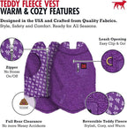 Tuff Pupper Reversible Fleece Sweater Vest for Dogs | Lightweight Comfortable Insulated Jacket | Front Zip Closure | Machine Washable | Built-in Leash Hole | Sizes for All Breeds (Large, Purple)
