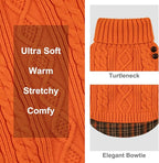 KYEESE Dog Sweater Soft Pullover Dog Sweaters for Small Dogs Girl Stretchy Knitwear Cat Clothes Thick Pet Coat for Fall Winter Cold Weather Warm Turtleneck Small Dogs Sweater with Gingham Patchwork