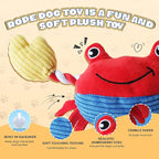 Squeak Plush Dog Toys for Small & Medium Breeds, Chew Rope to Keep Them Busy for Puppy Teething Chewing, Interactive Indoor/Outdoor Play, Best Pet Gift, Crab