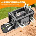 Cat Carrier Soft-Sided 18x11x11 Inch Travel Bag for Medium Cats Over 15lbs, Small Dog Carrier Crate Top Entry Breathable Mesh Puppy 12 Pounds, Pet Rabbit Carrying Cage Kennel Collapsible Grey