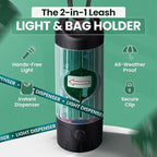 Dog Poop Bag Dispenser with LED Flashlight & 45 Bags (3 Rolls) – USB-C Rechargeable, Waterproof, Anti-Slip Clip, Hands-Free Dog Waste Bag Holder for Night Walks & Outdoor Adventures