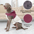 Detachable Hooded Dog Coat with Harness for Large Dogs,Super Warm Fleece Puppy Jacket for Cold Winter Doggie Coats,Red XXXL