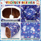 Christmas Cat Tunnel Bed for Indoor Cats Under Christmas Tree Skirt Tube with Hanging Ball Plush Cat Cave, Washable Holiday Pet Gift Toy & Gift for Kittens(Snowman)