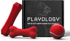 Playology Dog Toys | Variety Gift Box Set of Toys for Medium Dogs | Medium Beef Scented Dual Layer Bone, Squeaky Chew Ball, and Chew Stick - Easy to Clean and Made from Non Toxic Material