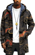 LIZALIG Long Hooded Cardigan Men Japanese Art Style Fashion Cool Graphic Coats Winter Warm Lined Fleece Jacket