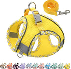 AIITLE Teacup Puppy Harness with Leash - Adjustable Soft Vest with Magic Magic Tape & Reflective Safety Strips, Easy-Put-On for Poodles, Pomeranians - Gym, Hiking, Travel (Yellow, S)