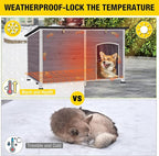 Heated Dog House with Electric Heating Pad Extra Large 59.1" Outdoor & Indoor Dog Kennl with Insulated Liner Keep Warm in Winter, Waterproof Pet Shelter, Strong Metal Frame，35.4"D x 59.1"W x 35.4"H