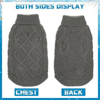 Mihachi Turtleneck Dog Sweater - Winter Coat Apparel Classic Cable Knit Clothes with Leash Hole for Cold Weather, Ideal Gift for Pet in New Year