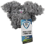 goDog PlayClean Rabbit Squeaky Plush Dog Toy with Odor-Eliminating Essential Oils, Chew Guard Technology - Gray, Small