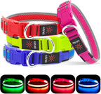 YFbrite Light up Dog Collar, USB Rechargeable LED Puppy Collar Super Bright Adjustable Glowing Dog Lights for Night Walking (Pink, Medium)