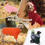 AOFITEE Dog Sweater, Dog Sweaters for Medium Dogs Girl, Warm Halloween Dogs Sweater, Winter Medium Pet Sweaters Female Male, Classic Turtleneck Knitwear for French Bulldog, Boston Terrier (Brown M)