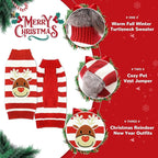 PETCARE Reindeer Christmas Dog Sweater Red Striped Cat Sweater Cartoon Elk Pet Vest Holiday Dog Clothes Puppy Sweaters for Small Medium Large Dogs Cats Fall Winter Outfits Xmas Dogs Costume,X-Large