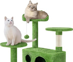 Yaheetech 62in Cat Tree Tower for Indoor Cats, Furniture w/Double Condo, Scratching Posts, Multiple Platforms and Balls for Kittens, Green