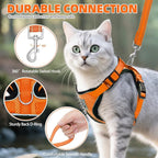 PUPTECK Cat Harness and Leash Set Escape Proof Reflective Cat Walking Harness Adjustable Soft Breathable Mesh Vest for Small Pets, Orange, M