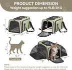 Petsfit Expandable Rabbit Carrier Bunny Carriers, 16 Inch Airline Approved Pet Carrier with 2 Extensions, Soft Washable Cushion, Self-Locking Zipper Head, Built-in Safety Rope, Fit for Travel