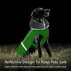 Dogcheer Warm Dog Coat, Waterproof Dog Jacket Christmas Puppy Winter Coat with Buckle, Reflective Adjustable Pet Snow Jacket Turtleneck Fleece Sweater for Small Medium Large Dogs - Green, 3XL