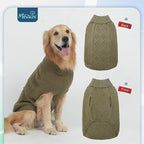 Mihachi Turtleneck Dog Sweater - Winter Coat Apparel Classic Cable Knit Clothes with Leash Hole for Cold Weather, Ideal Gift for Pet in New Year Army Green New M