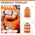 KOOLTAIL Cable Knit Dog Sweater Turtleneck, Cold Weather Pullover Classic Knitwear, Thick Warm Winter Pet Clothes, Fall Maple Leaves Thanksgiving Dog Sweater for Small Medium Large Dogs Cats,Orange XL