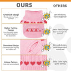 KOOLTAIL Cable Knit Dog Sweater Turtleneck, Cold Weather Pullover Classic Knitwear, Snowflake Pattern Thick Warm Winter Pet Clothes,Dog Christmas Sweater for Small Medium Large Dogs,Pink Heart M