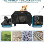 PETSFIT Extra Large Pet Carrier with Wheels- Rolling Dog Carrier for 2 Small Dogs, Large Cat Carrier on Wheels with Adjustable Safety Rope & Waterproof Bottom (𝑵𝒐𝒕 𝑨𝒊𝒓𝒍𝒊𝒏𝒆 𝑨𝒑𝒑𝒓𝒐𝒗𝒆𝒅)