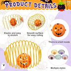 Jecery 5 Pcs Halloween Cat Spring Balls Toys Stretchable Rolling Balls Colorful Playful Coils Interactive Spring Action Toy Caged Rats for Kitten Cat Pet Supplies(Bell,Halloween Colors,5 Pcs)