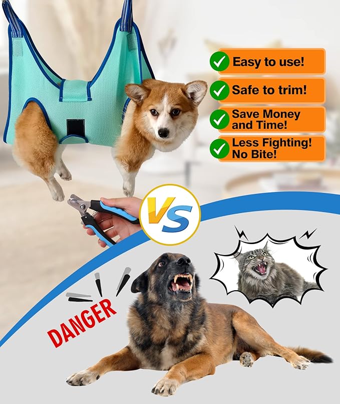 Dog Grooming Hammock,Medium - Large Hanging Harness Holder for Nail Clipping,Nail Trimming Hammock for Pet,Grooming Sling Hanger Restraint for Claw Care