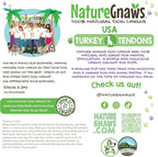Nature Gnaws USA Turkey Tendons for Dogs (1Lb) - Delicious Grain Free Reward Snack for Small, Medium & Large Breeds - Premium Natural Dog Chew Treats