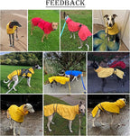 Dog Raincoat with Reflective Bar, Rain/Water Resistant, Adjustable Vest - Dog Raincoats for Greyhounds, Lurchers and Whippets - Red - M