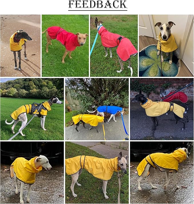 Dog Raincoat with Reflective Bar, Rain/Water Resistant, Adjustable Vest - Dog Raincoats for Greyhounds, Lurchers and Whippets - Pink - L