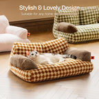 MEWOOFUN Cat Bed for Indoor Cats, Washable Dog Beds for Small Medium Dogs & Cats, Fluffy Cat Couch with Non-Slip Bottom, 26×19×13 Inch (Brown, 26.0" L x 19.0" W x 13.0" Th)