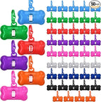Zhehao 50 Pcs Dog Poop Trash Bag Holder Dispenser Plastic Dog Poop Waste Bag Holder for Leash with Hook and Leak Proof for Walking Hiking Camping(Bone)