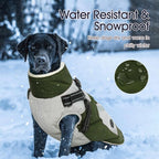 IECOii Zip Up Dog Coat for Large Dogs - Waterproof Winter Fleece Jacket in Green, XLarge - Suitable for Border Collie, Pitbull