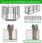 Dog Playpen Outdoor Extra Wide 8 Piece Panels Heavy Duty Dog Fence 47" Height Anti-Rust with Doors Portable for RV Camping Yard, Total 21FT, 35 Sq.ft, Snowy Black