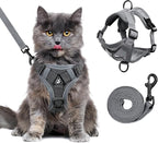 Escape Proof Cat Harness and Leash Set for All Types of Cats - Adjustable Reflective Soft Mesh Vest with 4 Buckles, Breathable Walking Harness for Kittens to XL Cats
