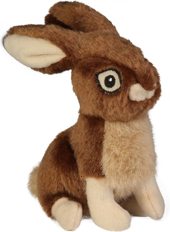 goDog Wildlife Rabbit Squeaky Plush Dog Toy with Chew Guard Technology, Durable Fabric & Squeaker for Active Play, Brown, Large