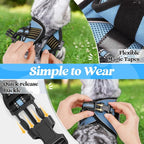 rabbitgoo Cat Harness and Leash Set for Walking Escape Proof, Adjustable Soft Kittens Vest with Reflective Strip for Cats, Comfortable Outdoor Vest, Light Blue, M
