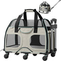 Katziela Pet Carrier - Airline Compliant Dog Carrier - TSA Approved Pet Carrier for Small Dogs and Cats - Soft FAA Travel Airplane Dog Carrier Luggage (White/Blue-Pro)