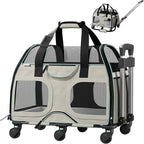 Katziela Pet Carrier - Airline Compliant Dog Carrier - TSA Approved Pet Carrier for Small Dogs and Cats - Soft FAA Travel Airplane Dog Carrier Luggage (White/Blue-Pro)